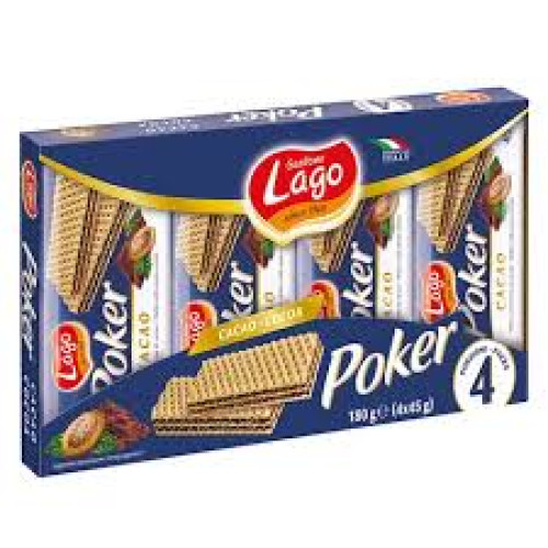 LAGO POKER WAFERS COCOA 4 X 45GM