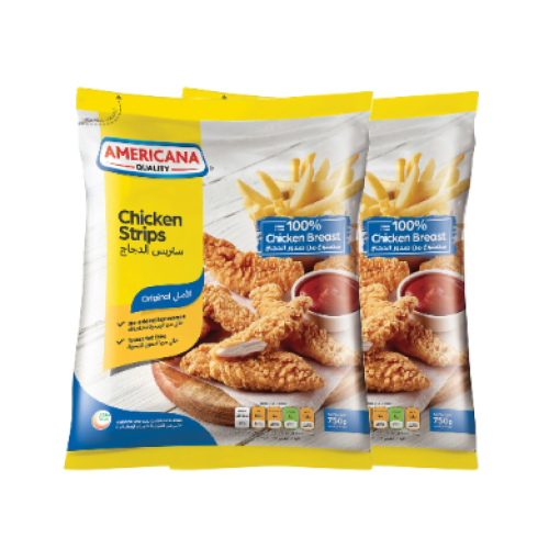 AMERICANA CHICKEN STRIPS PLAIN 2X750GM